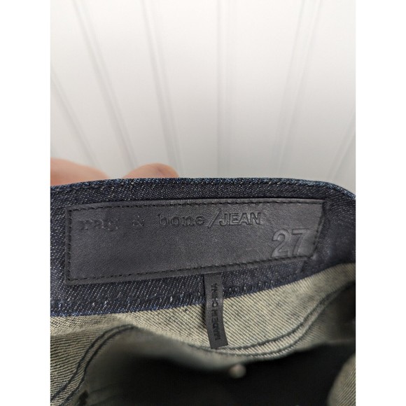 Rag & Bone Hyde Black Lamb Leather & Indigo Denim Combo Skinny‎ Jean Size 27 - Picture 16 of 16